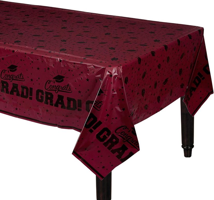 Berry Color Plastic Grad Tablecover 54in x 84in