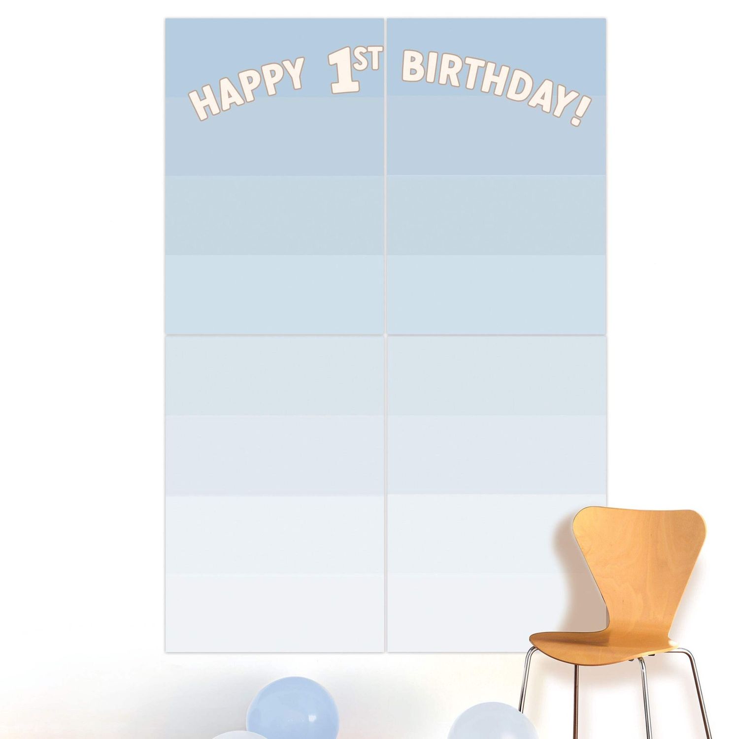 Blue 1st Birthday Photo Backdrop, 4.9ft x 5.4ft