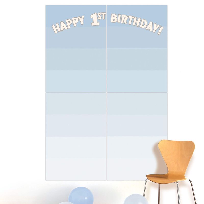 Blue 1st Birthday Photo Backdrop, 4.9ft x 5.4ft