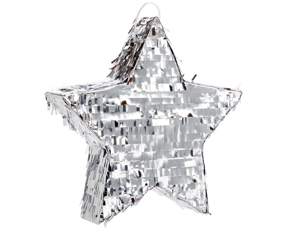 Silver Foil Star Pinata for Kids Birthday - 17&quot; x 17&quot; x 3&quot;