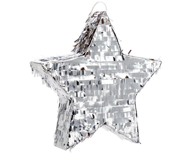 Silver Foil Star Pinata for Kids Birthday - 17&quot; x 17&quot; x 3&quot;