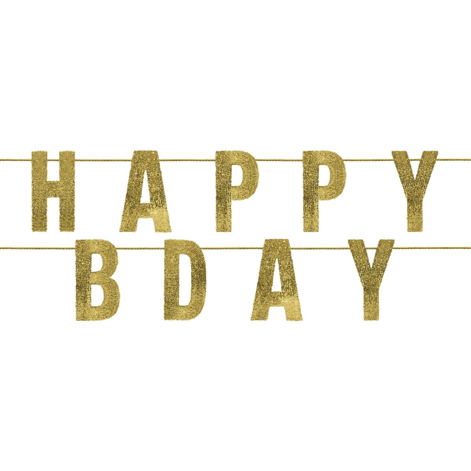 Gold &quot;Happy Bday&quot; Spark Celebration Banner, 6-ft, 2-pc