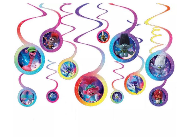 TROLLS WORLD TOUR Swirl Decorations Value Pack (12pcs)