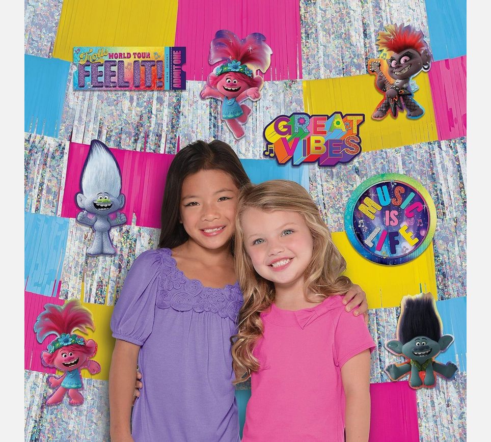 Trolls World Tour Movie Cartoon Birthday Party Deluxe Backdrop Decorating Kit