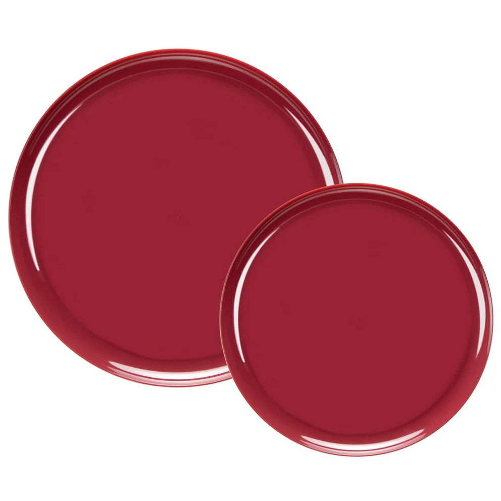 Bespoke Premium Plastic Plate Combo 20ct, Color: Cranberry