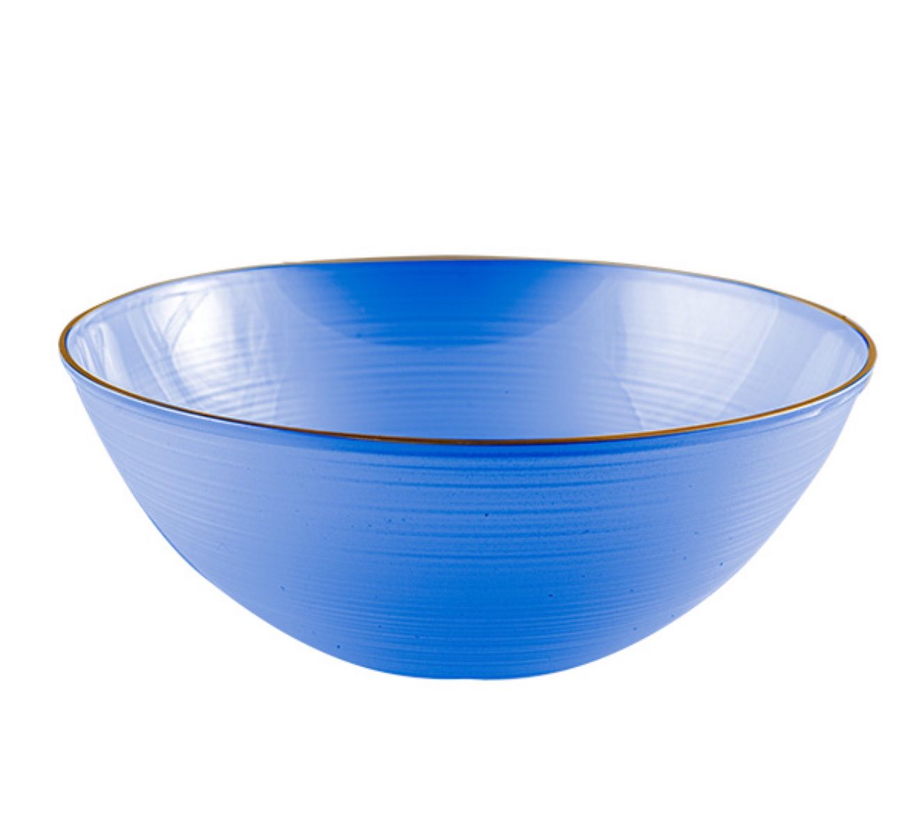 Spiralique Premium 14oz Bowls With Gold Rim 10ct, Color: Blue