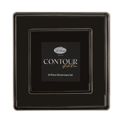 Contour Premium Square Combo Plates with Gold Rim - 20pcs Set