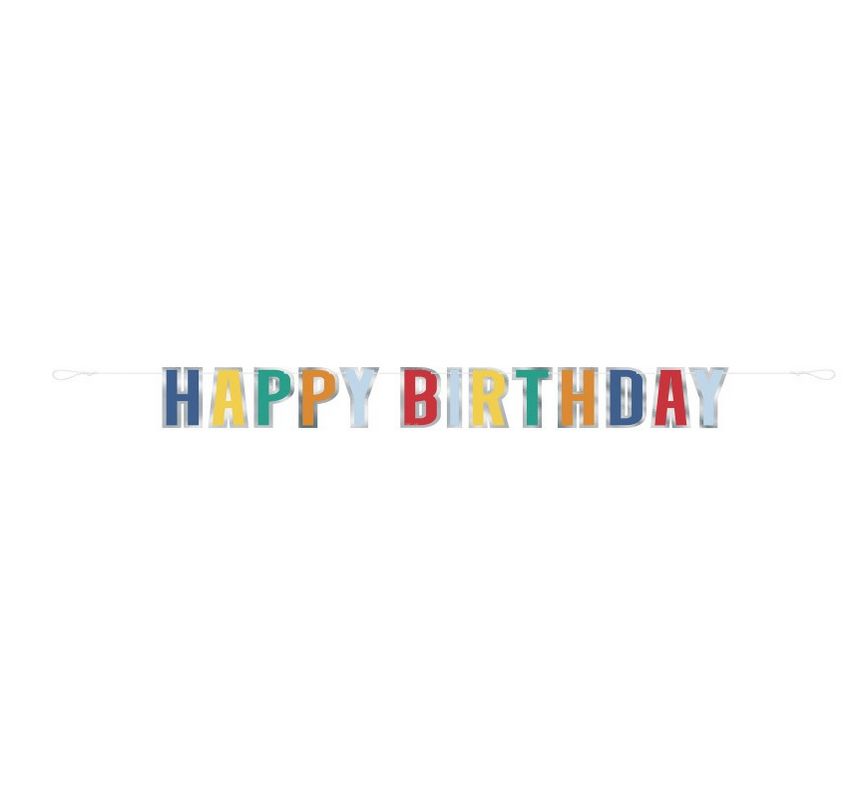 Happy Birthday Dots &quot;Happy Birthday&quot; Letter Banner 7.25 ft - Foil Stamping