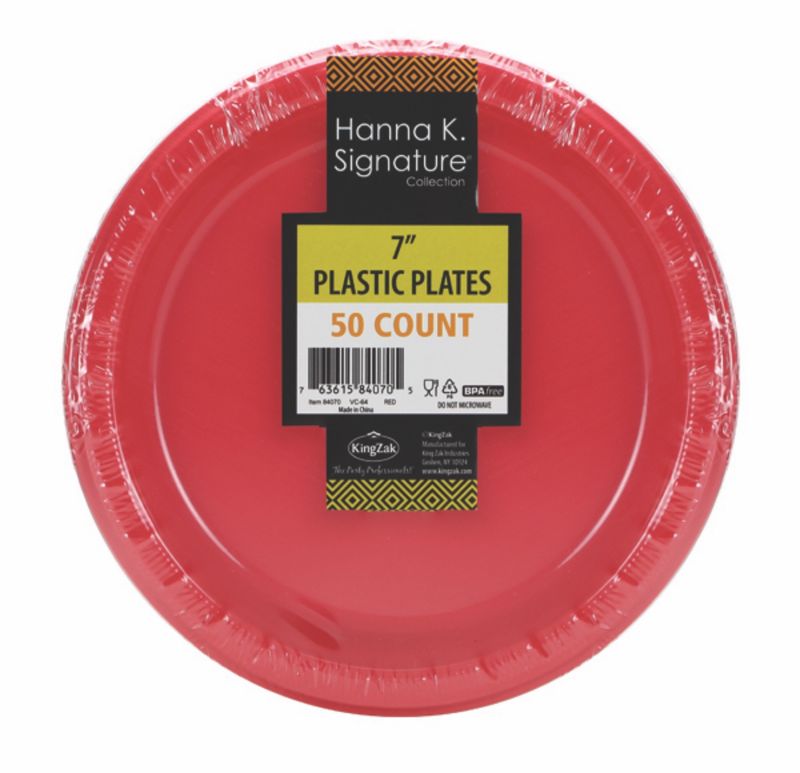 Red 7Inch Plastic Dessert Plates 50ct