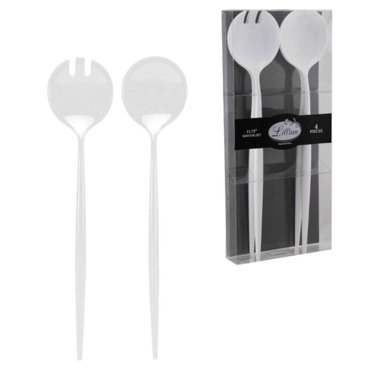 Plastic Serving Set 11.75&quot; 4ct, Color: White