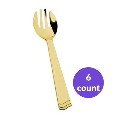 Premium Extra Heavy Weight Plastic Polished Forks Serving Utensis 10inch  gold  6ct