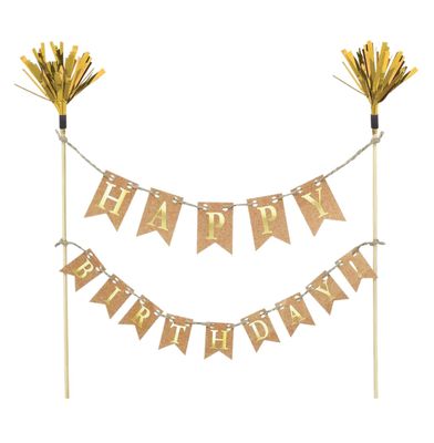 Cake Picks Happy Birthday Cake Topper Gold 1Pc