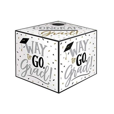 Way to Go Grad! Cardholder Box - 1 pc, White,Silver