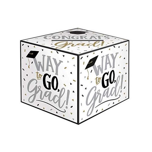 Way to Go Grad! Cardholder Box - 1 pc, White,Silver