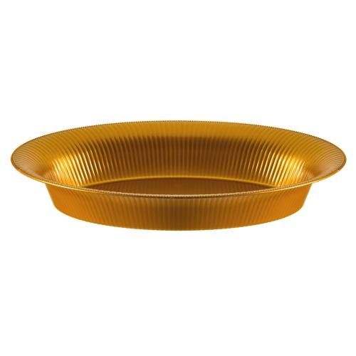 16&quot; x 11&quot; Oval Ridged Plastic  Bowl, Color: Gold