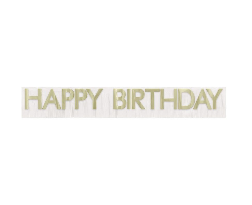 Gold Foil Fringe &quot;Happy Birthday&quot; Banner – 4.66FT