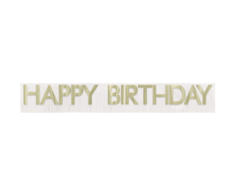 Gold Foil Fringe &quot;Happy Birthday&quot; Banner – 4.66FT