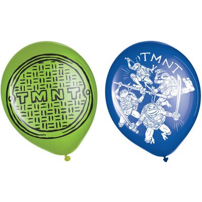Teenage Mutant Ninja Turtles &quot;TMNT&quot; Round Latex Balloons, Green/Blue, 12-in, 6-pk