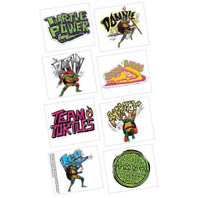 Teenage Mutant Ninja Turtles &quot;Turtle Power&quot; Wearable Temporary Tattoos, Multi-Coloured, 8-pk