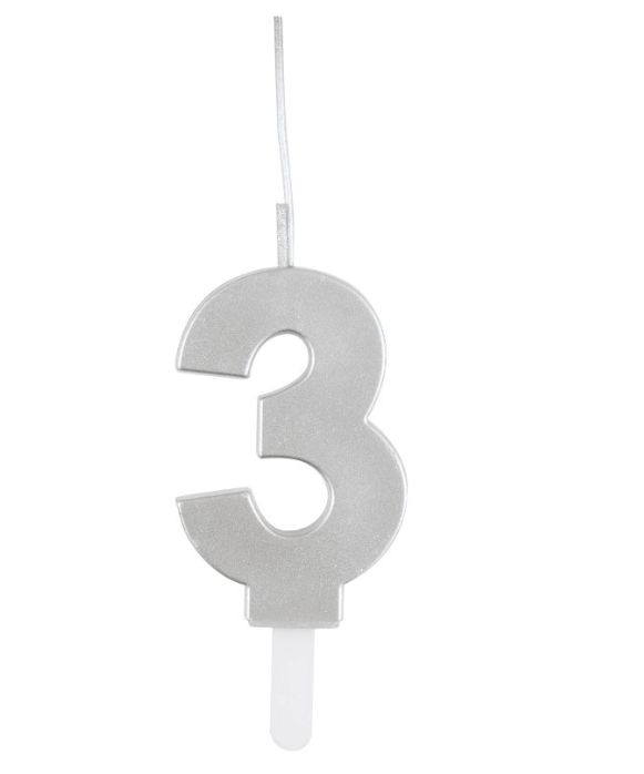 Silver Number Sparkler-Topped Birthday Candles(0-9)