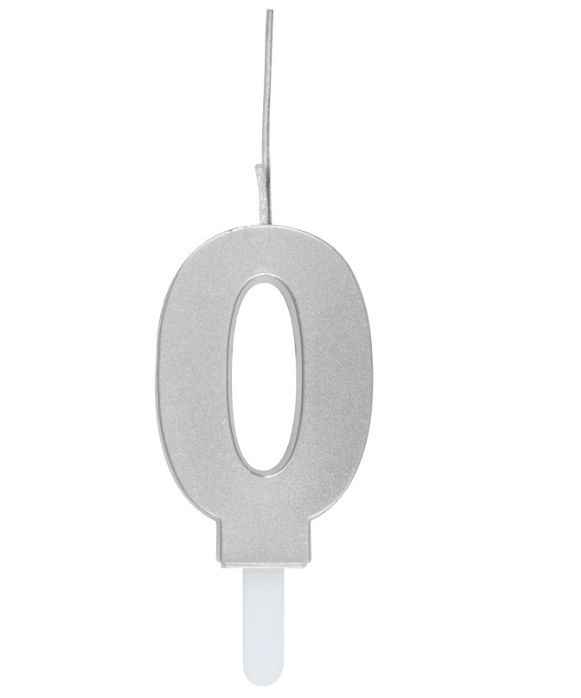 Silver Number Sparkler-Topped Birthday Candles(0-9), NUMBER: 0