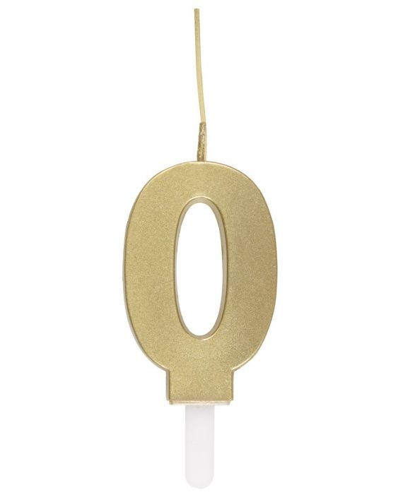 Gold Number  Sparkler-Topped Birthday Candle, NUMBER: 0