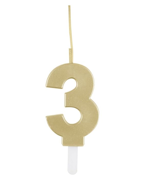 Gold Number  Sparkler-Topped Birthday Candle