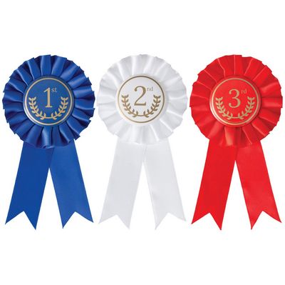 Award Ribbons, Assorted, One Size, 3-pk, Wearable Accessory for Sports