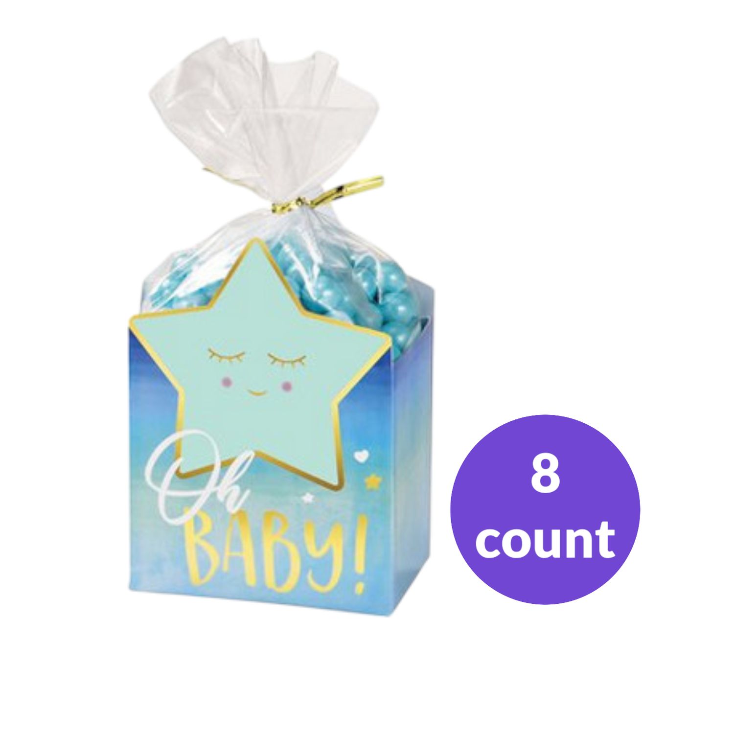 Oh baby gold &amp; blue favor box 8 kits