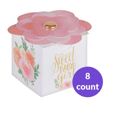 Floral Sweet Baby Girl Favor Boxes – 8 Per Pack