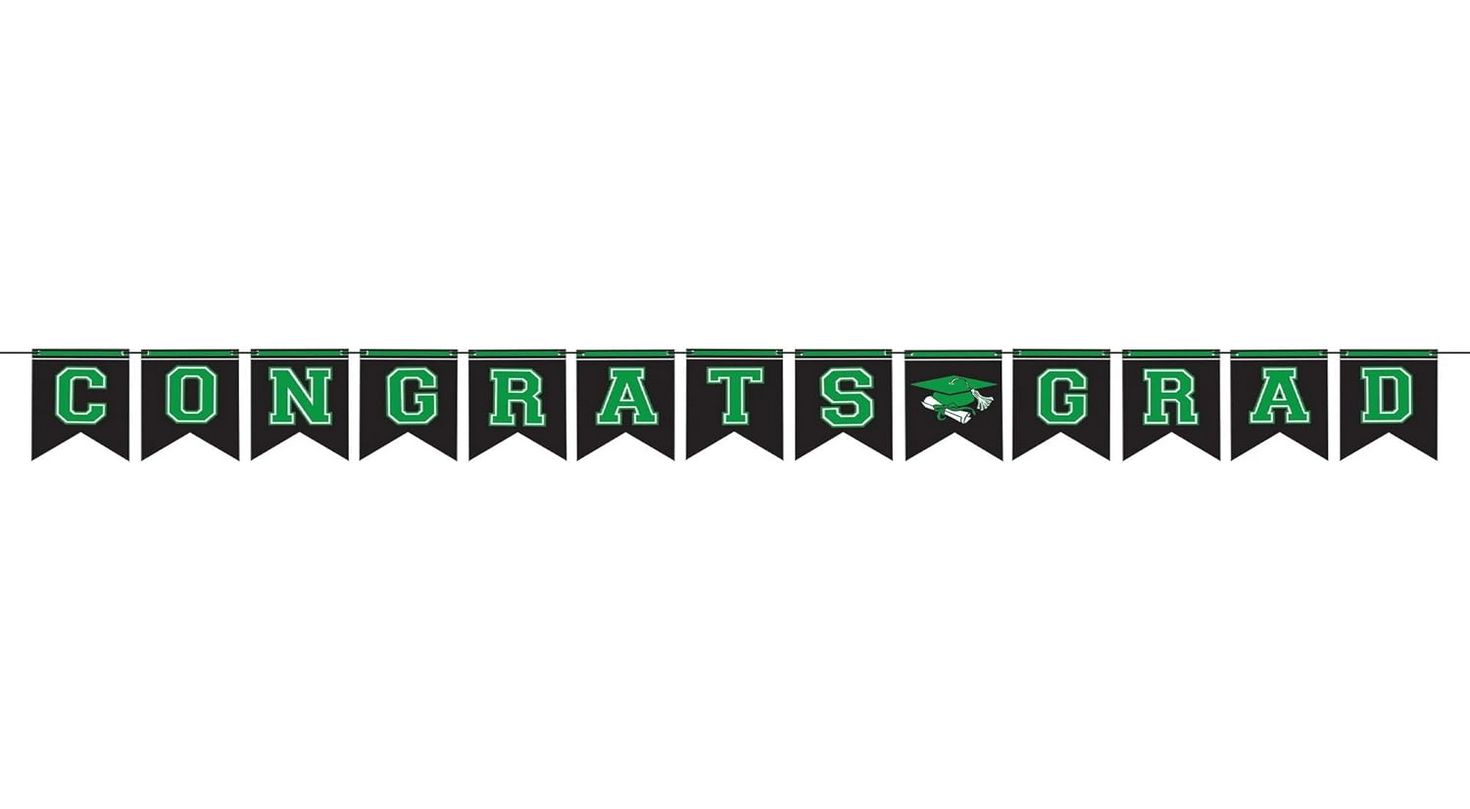 Congrats Grad Pennant Banner – Green (10ft)