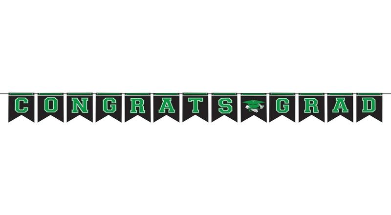 Congrats Grad Pennant Banner – Green (10ft)