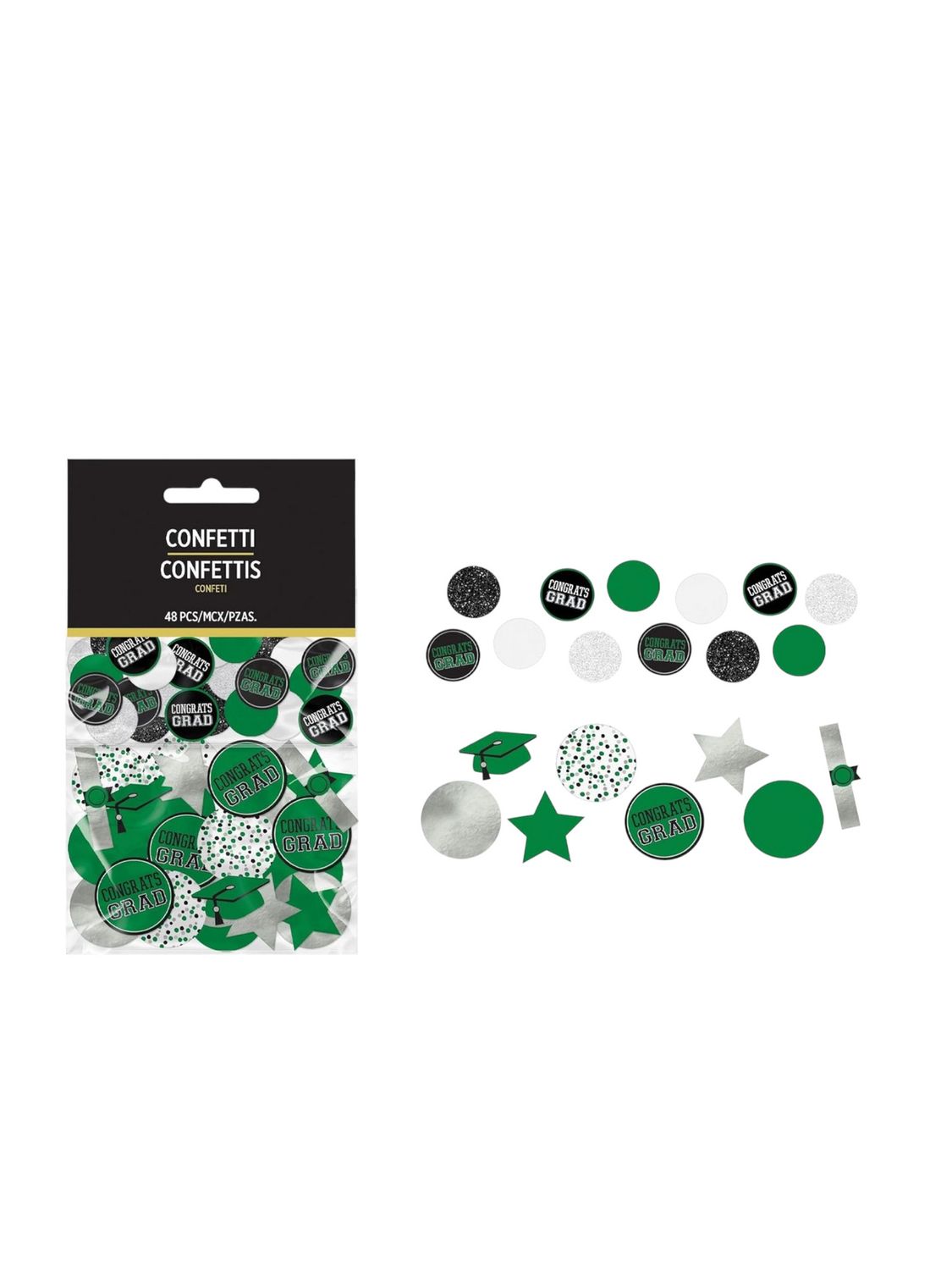 Congrats Grad Giant Paper Confetti – Green (48 pcs)