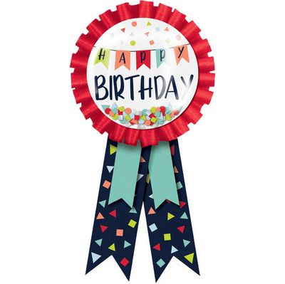 Happy Birthday Confetti Award Ribbon, 5.5-in