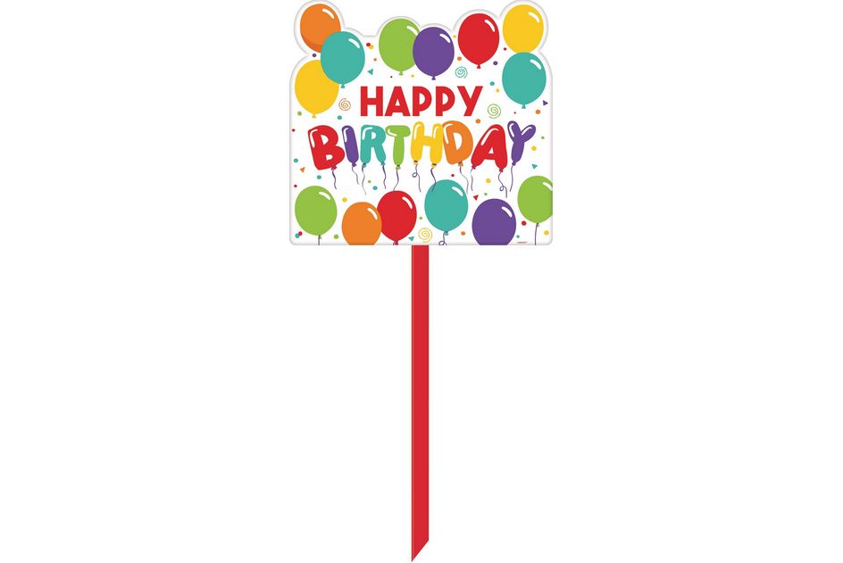Birthday Balloon &quot;Happy Birthday&quot; Outdoor Yard Stake Sign Decoration, Multi-Coloured, 15-in,