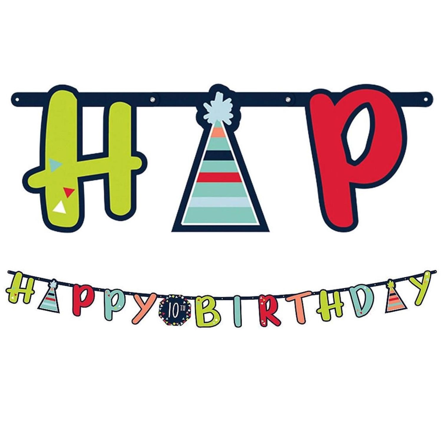 &quot;Happy Birthday&quot; DIY Customizable Hanging Garland Banner Decoration, Blue/Red