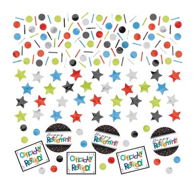 &quot;Happy Retirement&quot; Round &amp; Square Confetti Table Scatter Decoration, Multi-Coloured, 1.2-oz, for Retirement Party
