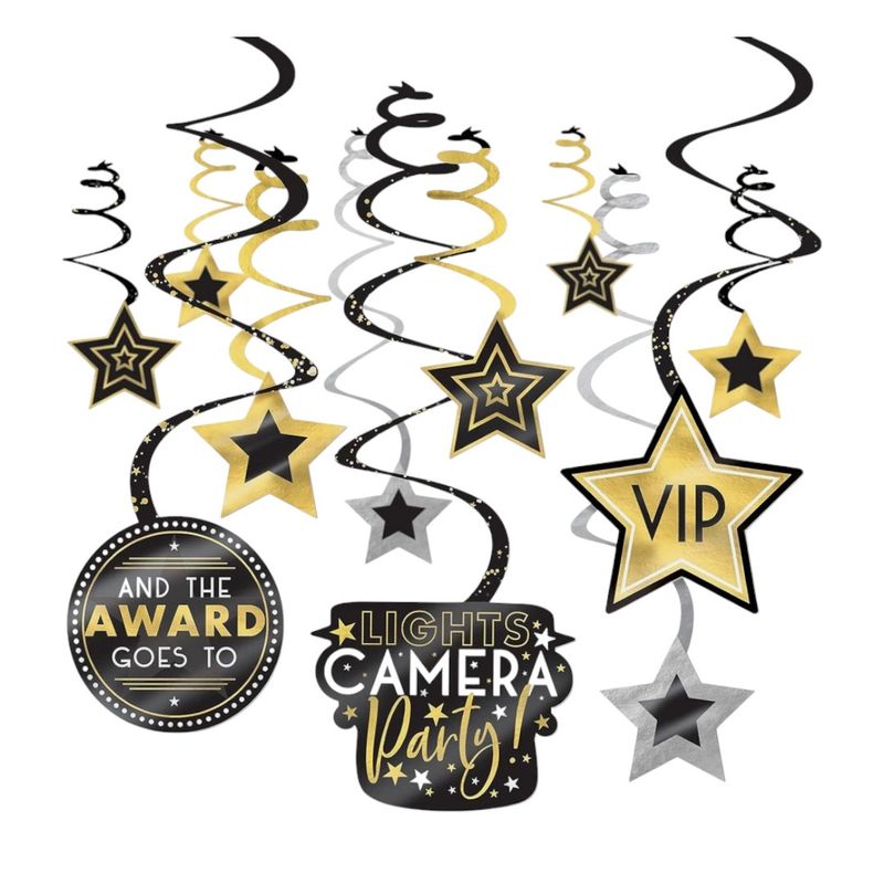 Awards Night Hollywood Movie Prom Theme Party Hanging Swirl Decorations (30pcs)