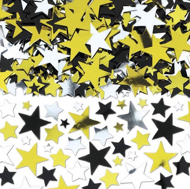 Star Metallic Confetti Table Scatter Decoration, Silver/Gold/Black, 2.5-oz