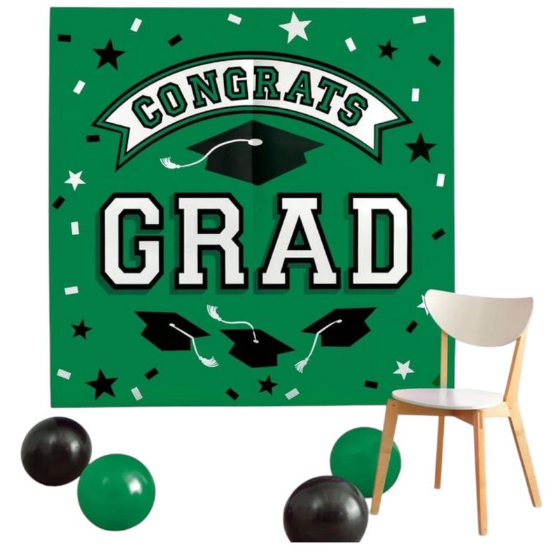 Congrats Grad Plastic Backdrop Kit (2pcs) 32.5&quot; x 65&quot;