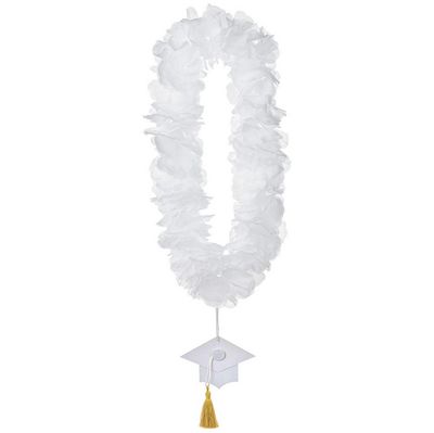 Graduation School Colours Lei, White, 20-in