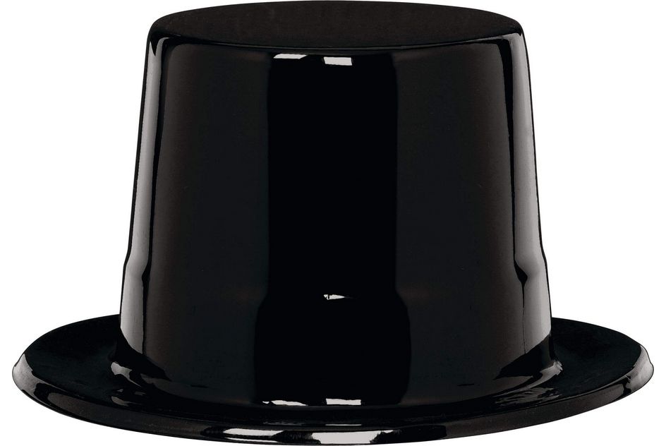 Shiny Plastic Top Hat, Black, One Size,