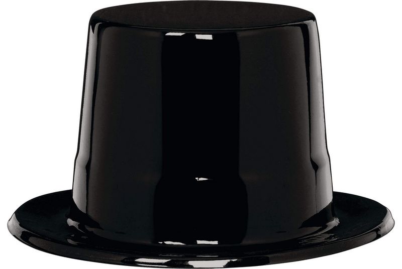 Shiny Plastic Top Hat, Black, One Size,