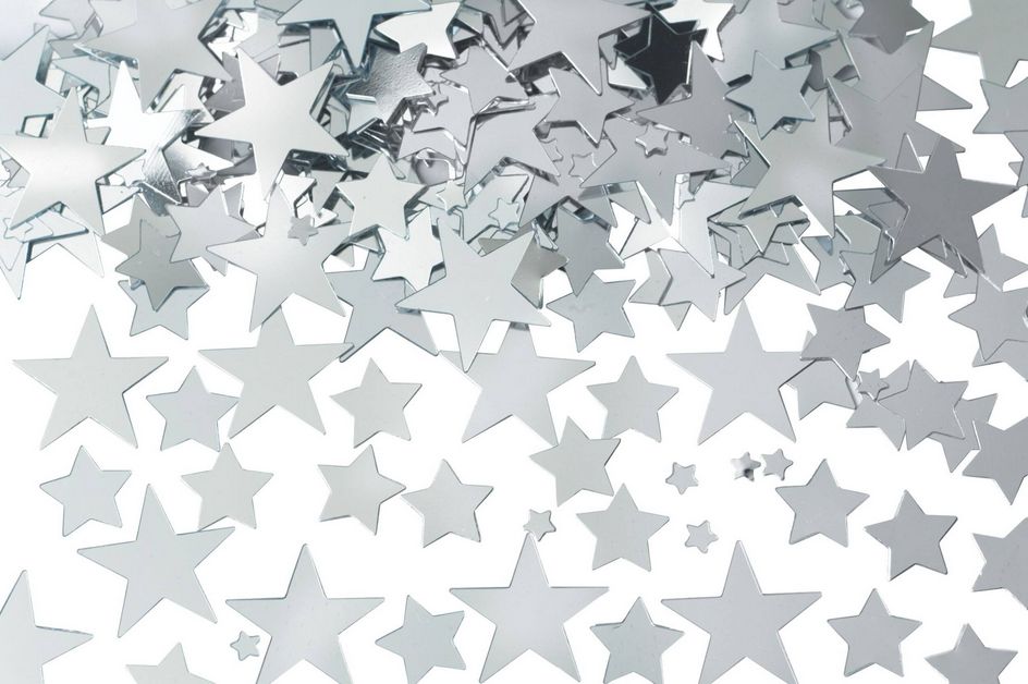 Star Metallic Confetti Table Scatter Decoration, silver, 2.5oz