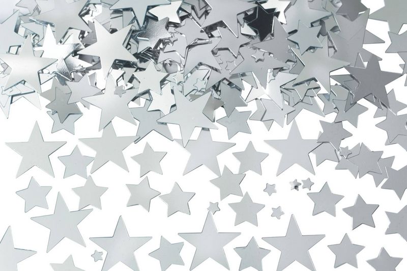 Star Metallic Confetti Table Scatter Decoration, silver, 2.5oz
