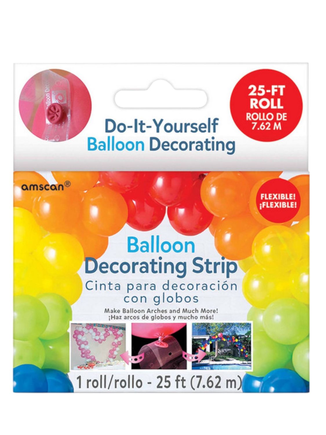 DIY Customizable Balloon Decorating Strip Roll, Clear, 25-ft,