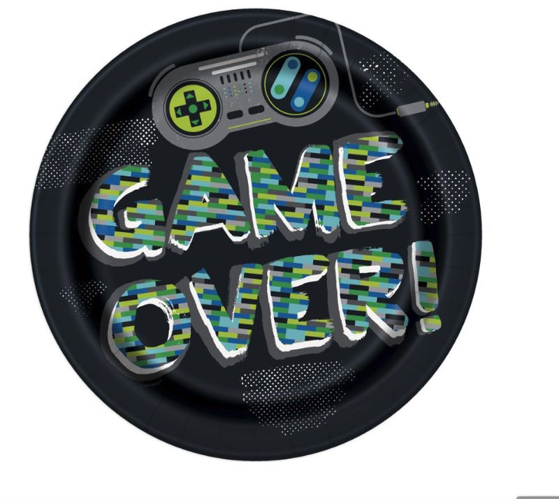 Gamer Birthday Round 9&quot; Dinner Paper Plates - 8ct