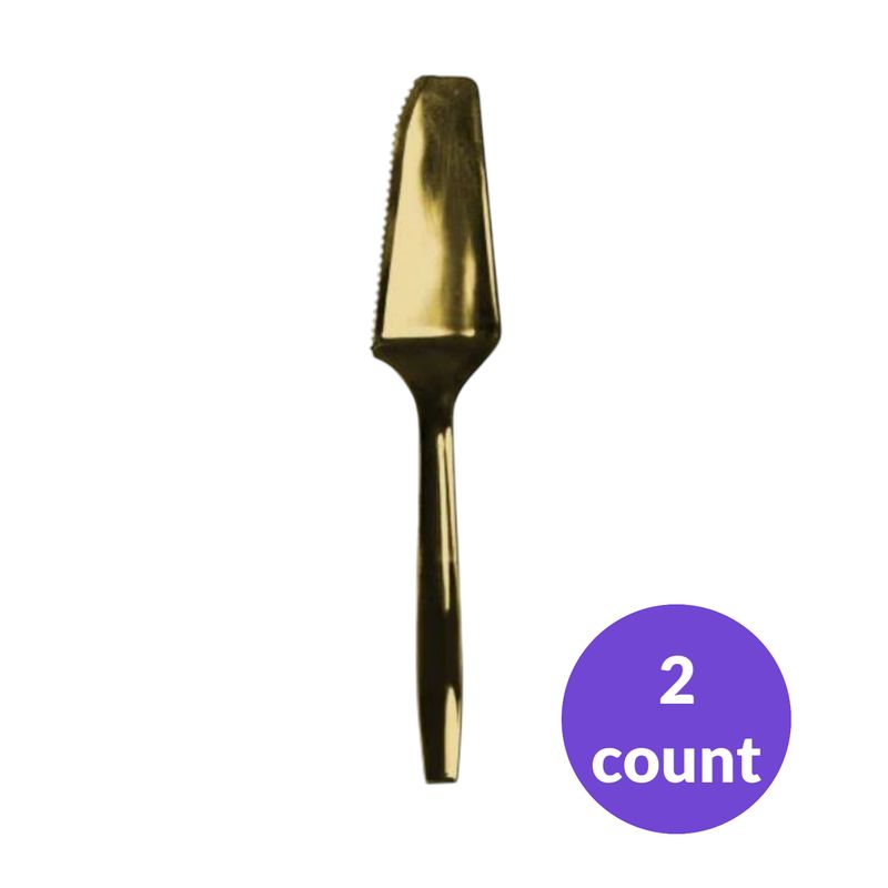 Polished 2ct Gold Premium Extra Heavy Weight Plastic Polished Cake Server Set