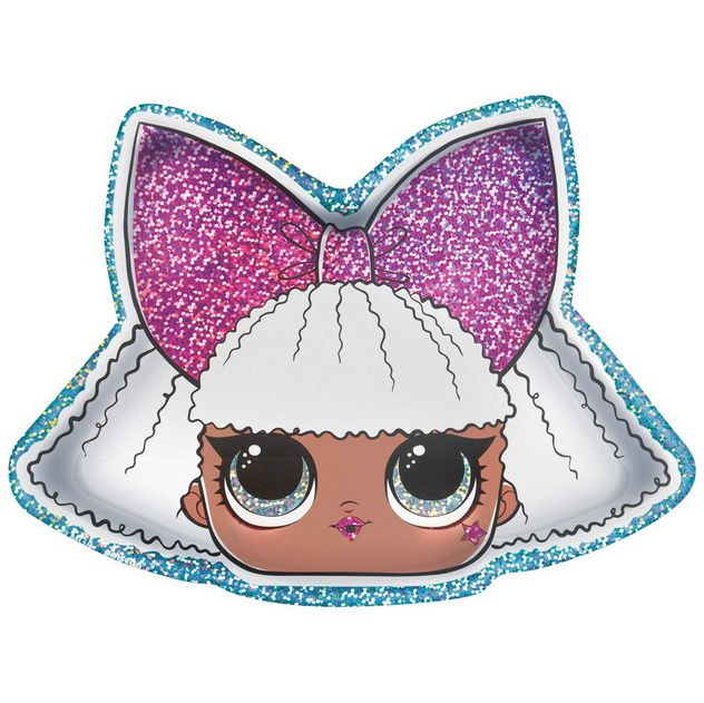 Amscan L.O.L. Surprise! Diva Paper Disposable Dessert Plates, Metallic Pink/Blue, 8-in, 8-pk