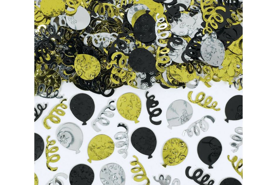 Balloons &amp; Streamers Metallic Confetti Table Scatter Decoration, Gold/Silver/Black, 2.5-oz